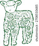 Floral Decorated Doodle Style Easter Lamb Sheep