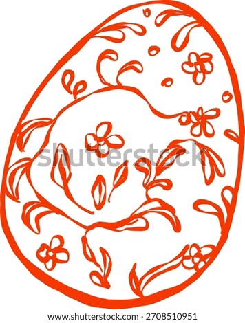 Floral Decorated Hand-Drawn Doodle Easter Egg Sketch