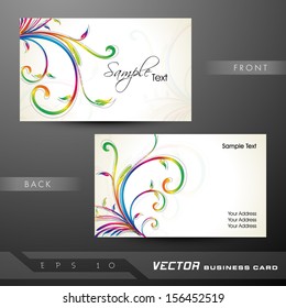 Floral decorated professional and designer business card set or visiting card set. EPS 10. 