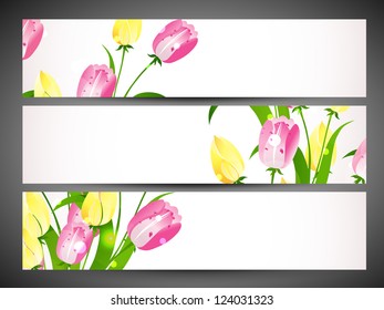Floral decorated website header and banner set. EPS 10.