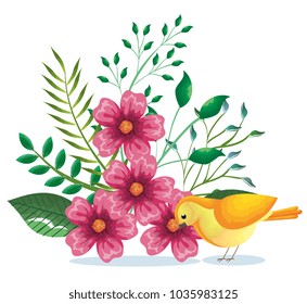 floral decoration and bird vintage style