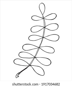 Floral Decoration Branch Leaf Plant Line Stroke