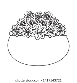 floral decoration in ceramic pot vector illustration