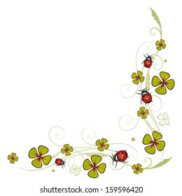 Floral decoration with clover and ladybug