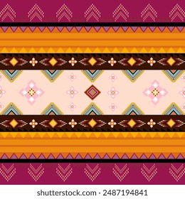Floral decoration in design seamless pattern, geometric Indian, Mexican pattern, vector carpet