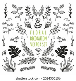 floral decoration element vector set