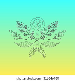 Floral decoration elements on gradient background