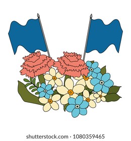 floral decoration with flags