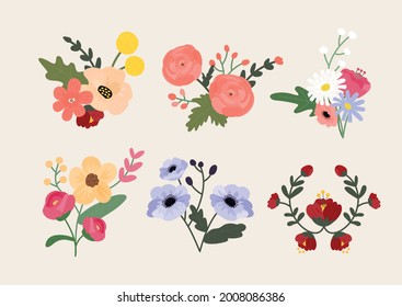 floral decoration. Hand drawing style flower illustration. minimal vector flat design.