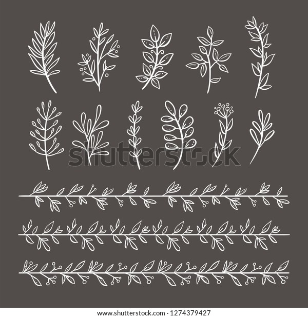 Floral decoration. Hand drawn blackboard
decorative elements. Perfect for invitations, greeting cards,
quotes, frames. Floral decorative borders.
