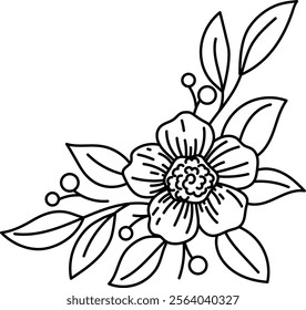 A floral decoration illustration blending red flowers and green leaves, great for website, application, printing, document, poster design, etc.