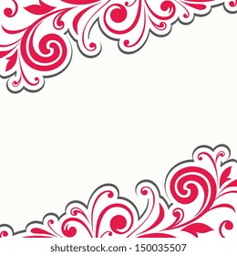 Floral decoration. Floral pattern. Floral frame. Calligraphic design element. Russian style.