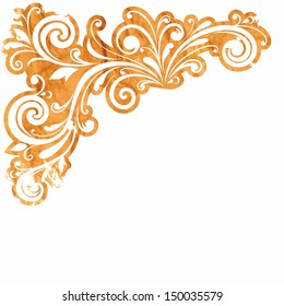 Floral decoration. Floral pattern. Floral frame. Calligraphic design element. Russian style.