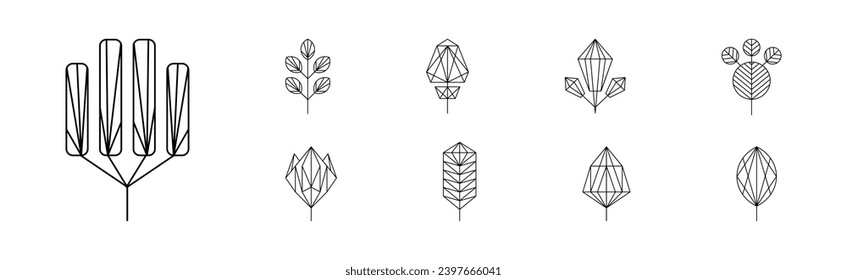 Floral Decoration Plant Line Stroke Icon Pictogram Symbol Vector Set