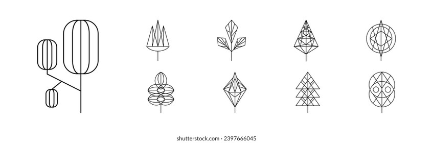 Floral Decoration Plant Line Stroke Icon Pictogram Symbol Vector Set
