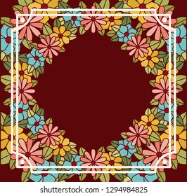 floral decoration square frame