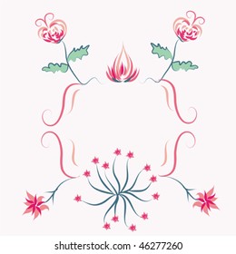 Floral decorational pink frame