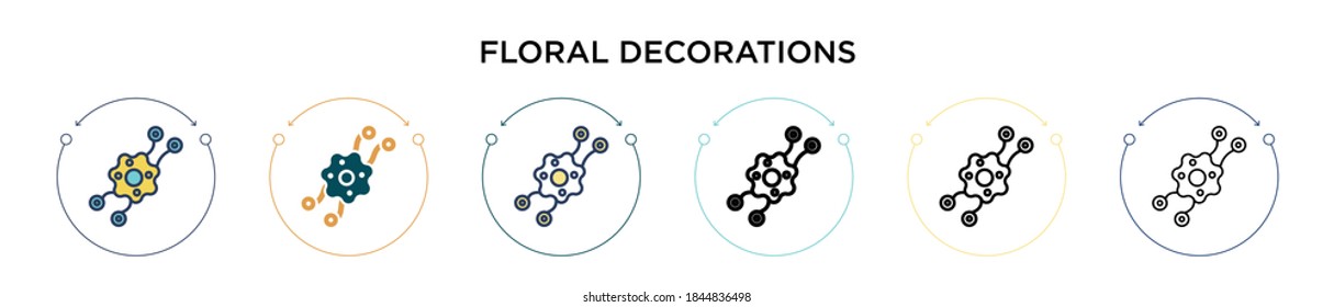 Floral decorations icon in filled, thin line, outline and stroke style. Vector illustration of two colored and black floral decorations vector icons designs can be used for mobile, ui, web