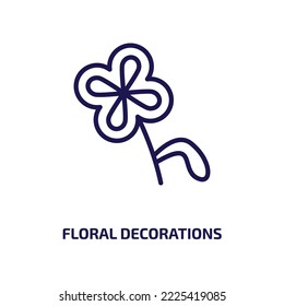 floral decorations icon from nature collection. Thin linear floral decorations, decoration, floral outline icon isolated on white background. Line vector floral decorations sign, symbol for web and 