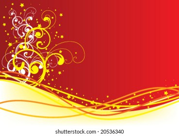 floral decorations on red background,vector