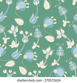 Floral decorative background, seamless pattern. Hand drawn abstract flowers.