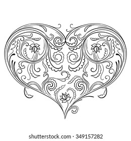 Decorative Love Heart Vector Illustration Coloring Stock Vector ...