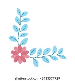 Floral decorative border, frame and corner with plant flower