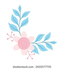 Borde decorativo floral, marco y esquina con flor de planta