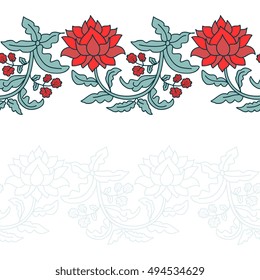 Floral decorative border with red flowers