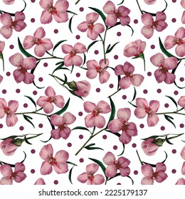 floral decorative botanical drawing pattern with polka dots