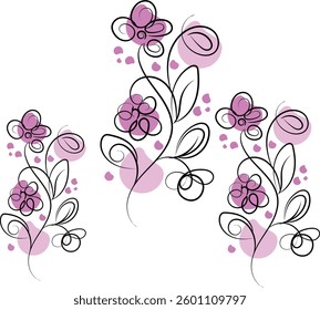 Floral decorative branch elements design
