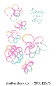 Floral decorative card with flowers hand drawn , vector illustration