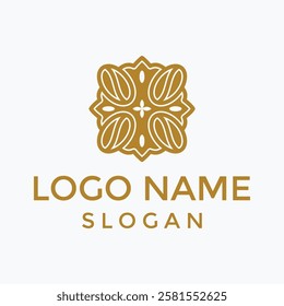 Floral Decorative Coffee Bean Logo design vector icon symbol illustration. Coffee beans with floral decoration boutique café looks creative and eye catchy logo for your food drink restaurant brand.