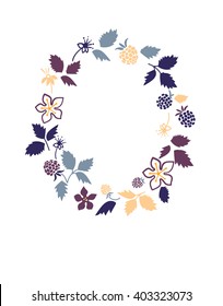 floral decorative composition. frame with flowers and berries