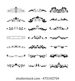 Floral decorative design element collection vintage style. Dividers set.