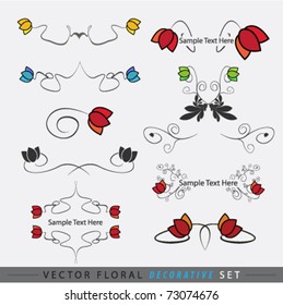floral decorative design element set