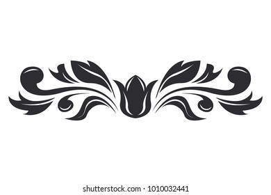 Floral decorative divider. Vector illustration isolated on white background