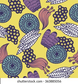 floral decorative doodle pattern drawn abstract flowers background