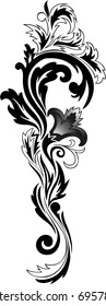 floral decorative element in shades of gray