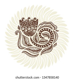 Floral decorative element. Vector illustration
