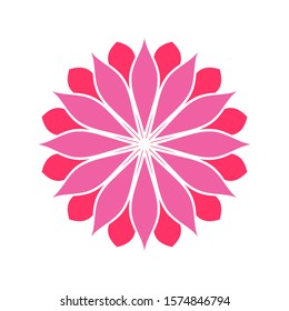 Floral decorative element. Vector illustration. Logo. Minimalist composition. Pink stylized flower shape.
