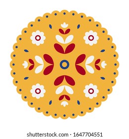 Floral decorative element vector illustration. Ethnic folk ornament on white background