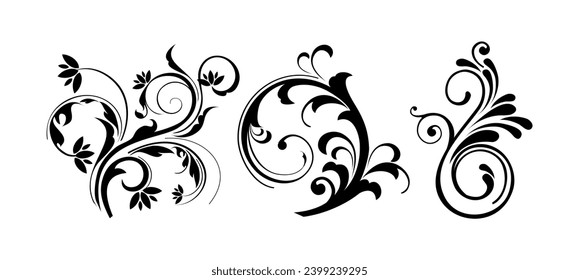 Floral decorative elements in black colour