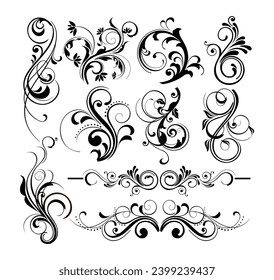 Floral decorative elements in black colour