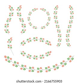 Floral decorative elements, colorful isolated on white background, vector illustration.