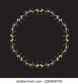 Floral decorative elements in jacobean embroidery style, fantasy floral pattern , vintage, old, retro style.  Embroidery imitation for neck line. Vector illustration.