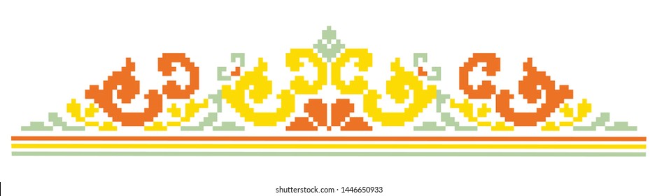 floral decorative elements mosaic decorative border embroidery Hungarian and Romanian pixel pattern borders for cross-stitch