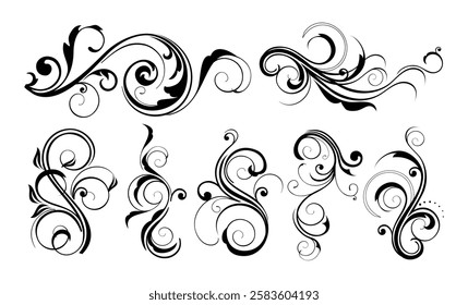Floral decorative elements on black colour