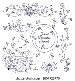 Floral decorative elements. Perfect for wedding card decoration