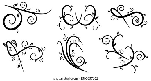 Floral decorative elements Vectors, wedding ornaments, and stock image
